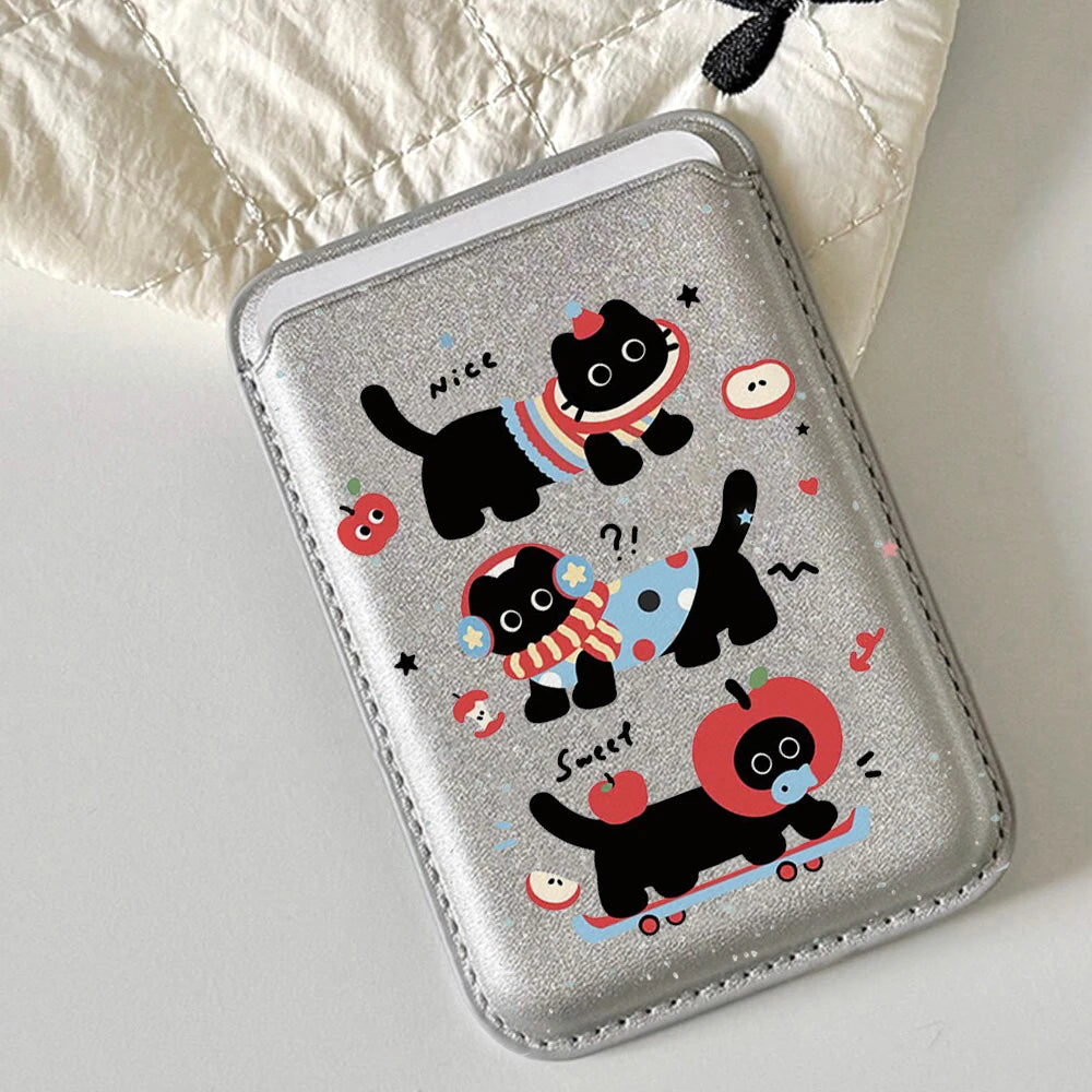 Black Cat MagSafe Card Holder