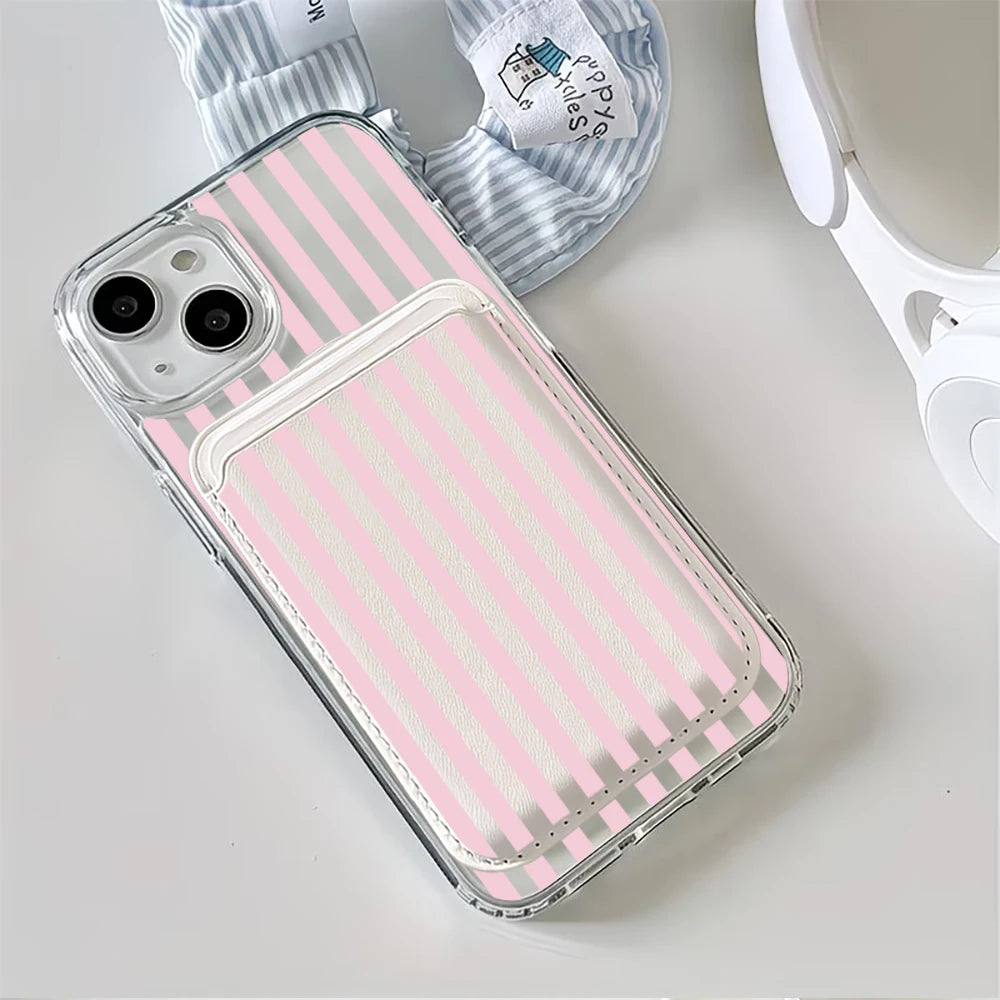 Pink Stripe MagSafe Wallet Case