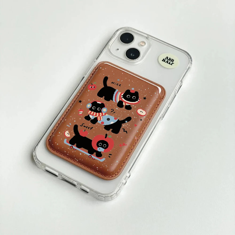 Black Cat MagSafe Card Holder