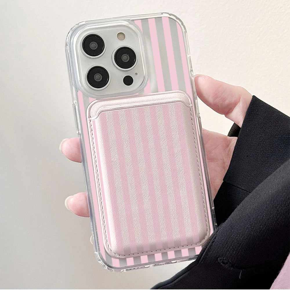 Pink Stripe MagSafe Wallet Case