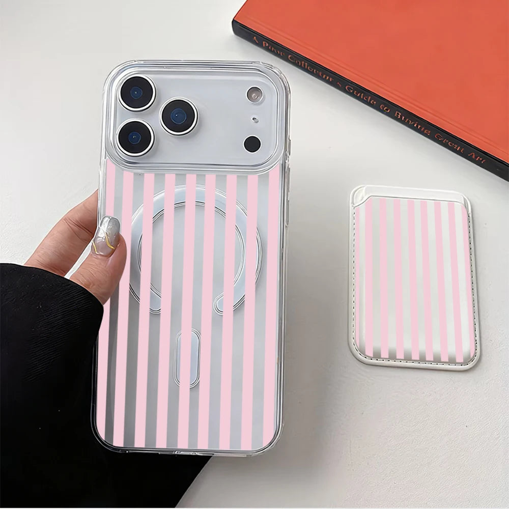 Pink Stripe MagSafe Wallet Case