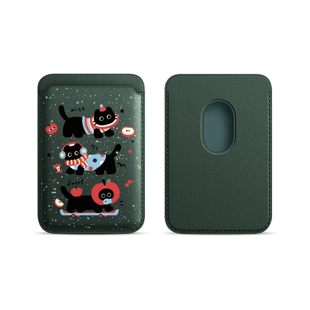 Black Cat MagSafe Card Holder