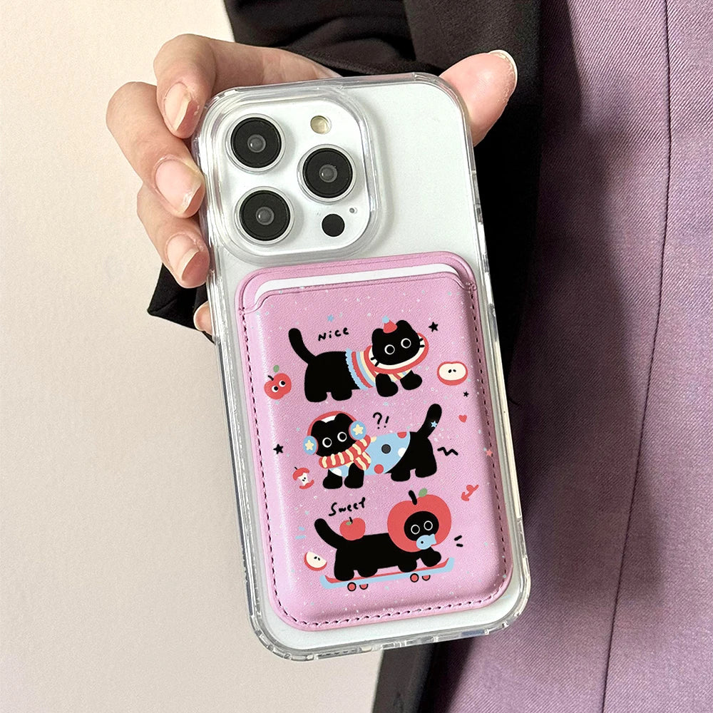 Black Cat MagSafe Card Holder