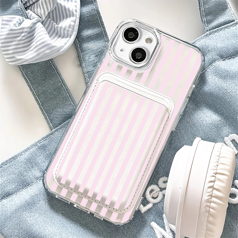 Pink Stripe MagSafe Wallet Case