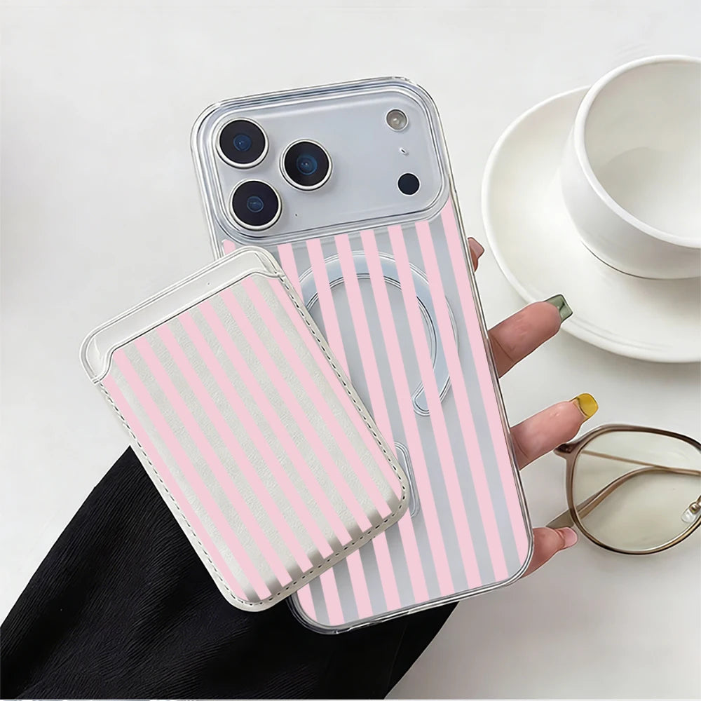 Pink Stripe MagSafe Wallet Case