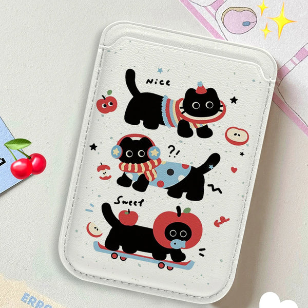 Black Cat MagSafe Card Holder