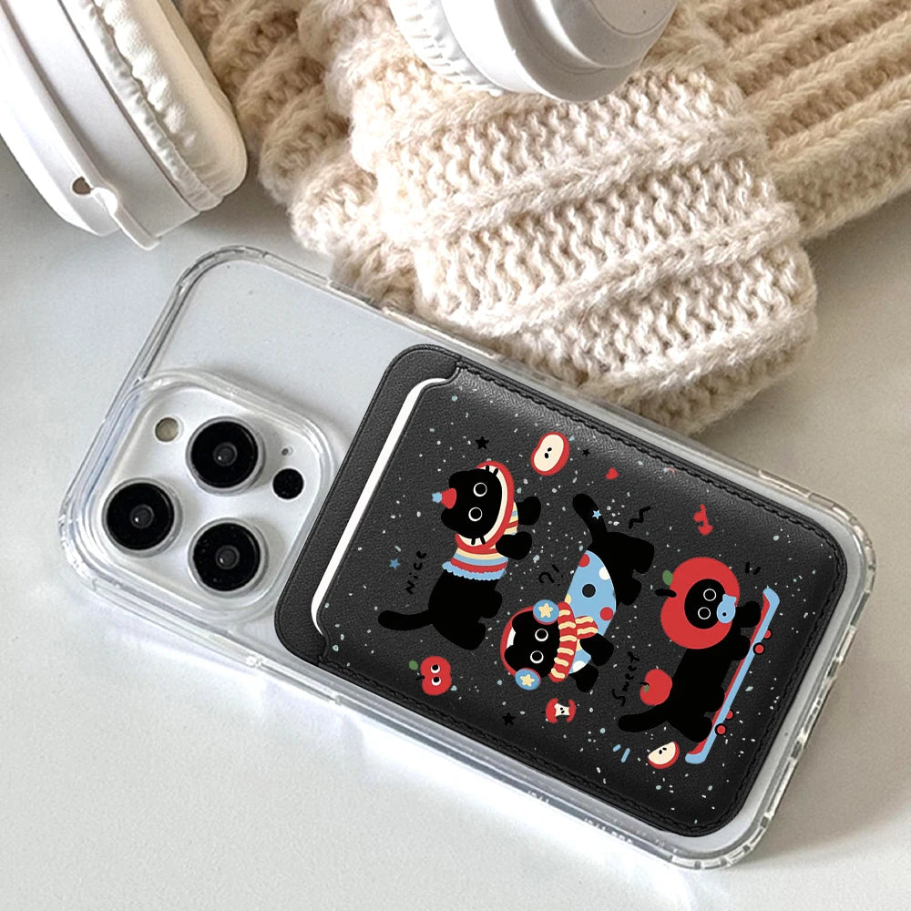 Black Cat MagSafe Card Holder