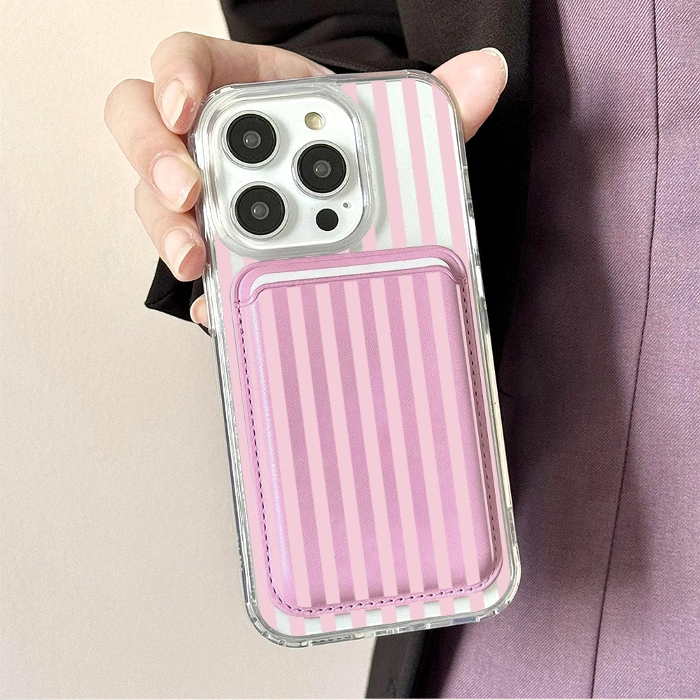 Pink Stripe MagSafe Wallet Case