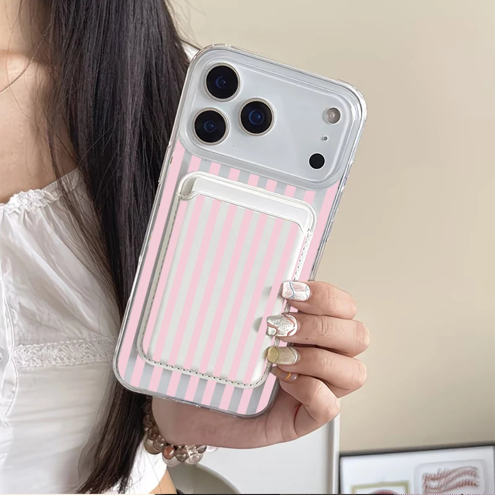 Pink Stripe MagSafe Wallet Case