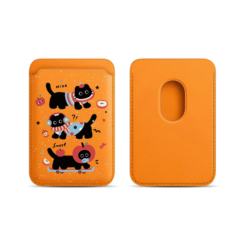 Black Cat MagSafe Card Holder