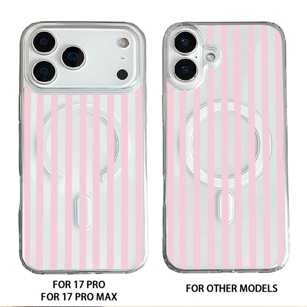 Pink Stripe MagSafe Wallet Case